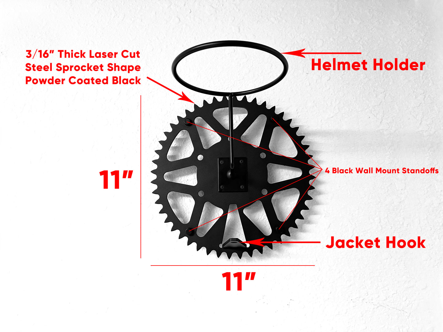 Motorcycle Helmet & Jacket Holder - Sprocket Style